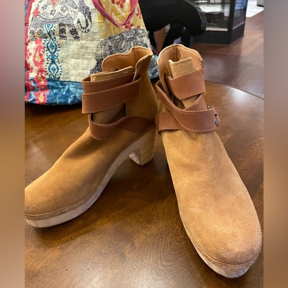 Free People Bungalow Clog Tan Leather Ankle Boots 9 - Picture 5 of 13